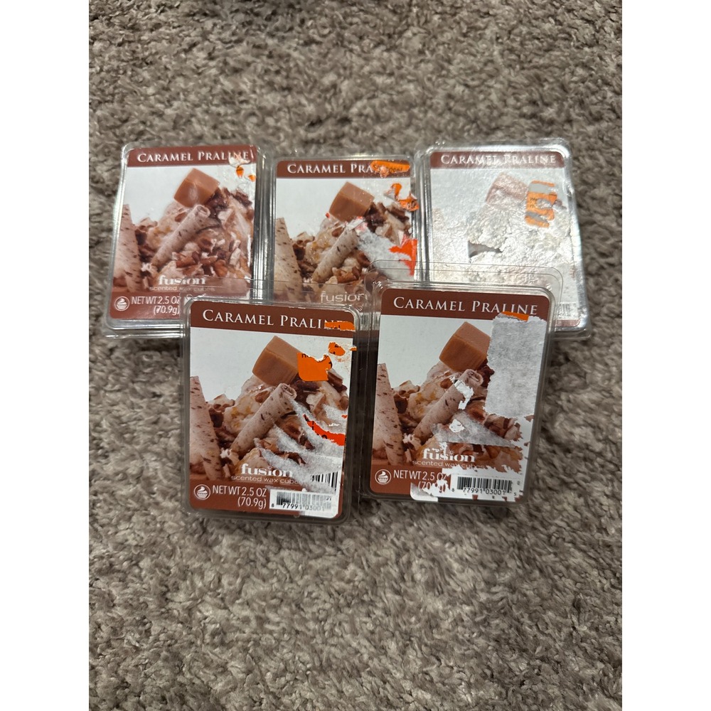 Lot of 5 Fusion Scented Wax Cubes Caramel Praline 2.5 oz Each Home Fragrance